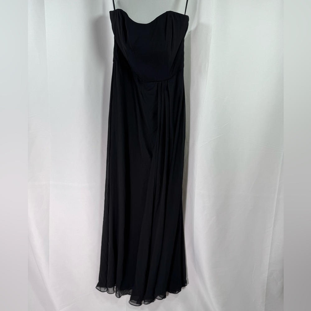 After Six Strapless Sweetheart Maxi Dress W/Pleated Front Slit Black 10R